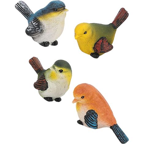 Resin Animal Figurines Set of 4 Cute Garden Statues Natural Touch Cute Bird Ornaments for Home Kindergarten Office Hotel (1/5)