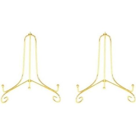 D'une hauteur de 10 cm (4 pouces), cet ensemble comprend deux plateaux en métal plaqué or de style chevalet, adaptés à l'exposition de photographies, de cadres, de recettes, d'assiettes décoratives, (1/4)