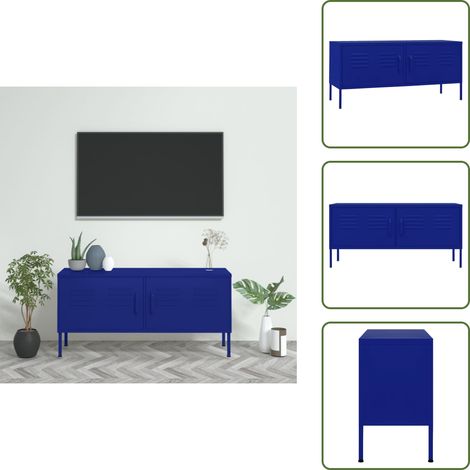 TV-Schrank Marineblau 105x35x50 cm Stahl - TV Schrank - Fernsehschränkchen - Metallregal - Sideboard - Wohnzimmer Dekoration