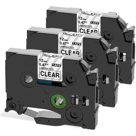 VURAHOME - Compatible Ruban Remplacement pour Brother P-touch Transparent 12mm TZe-131 Laminé Cassette Etiqueteuse PT-H100LB H110 PT-E100 PT-D400 PT-1250 PT-1000 PT-1010R, Noir sur Clair (1/4)