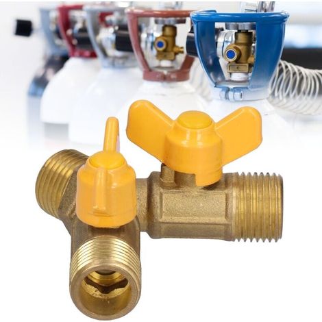 Robinet à boisseau sphérique 3 voies pour gaz combustible G1/2 Filetage mâle Raccord d'interrupteur de gaz naturel pour dispositif de gaz combustible (1/5)