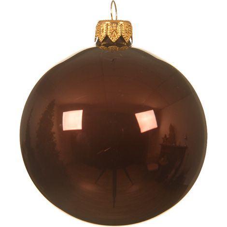 Palline per albero di Natale in vetro decorate color Rosso Sequoia Smalto -4 sfere da 10 cm