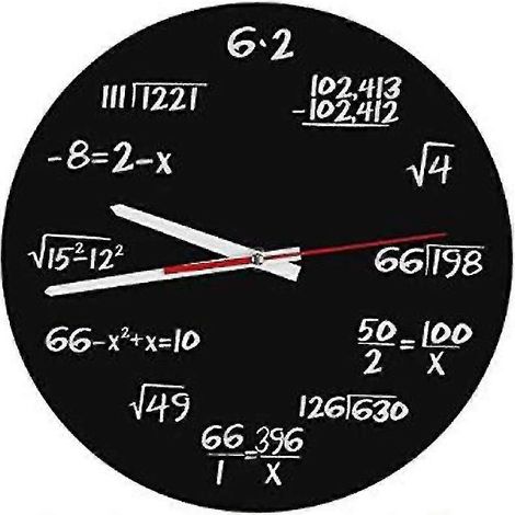 Horloge murale mathématique, horloge quiz de formules mathématiques en noir et blanc, horloge d'équation mathématique unique pour (1/5)