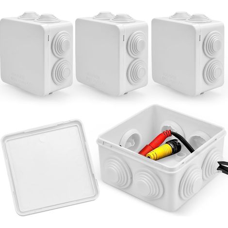 Set of 4 IP55 waterproof junction boxes - 85 x 85 x 50 mm - White - ABS junction box - For cables - M25 cable gland (1/5)