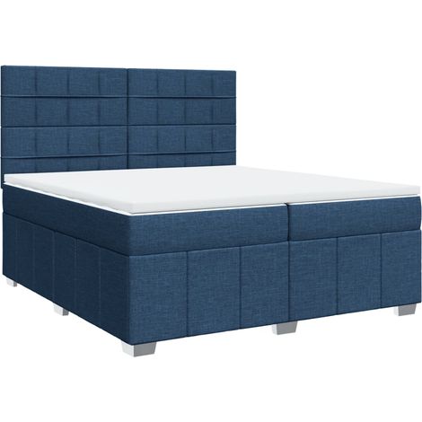 Maison Exclusive - Cama box spring con colchón tela azul 200x200 (1/5)