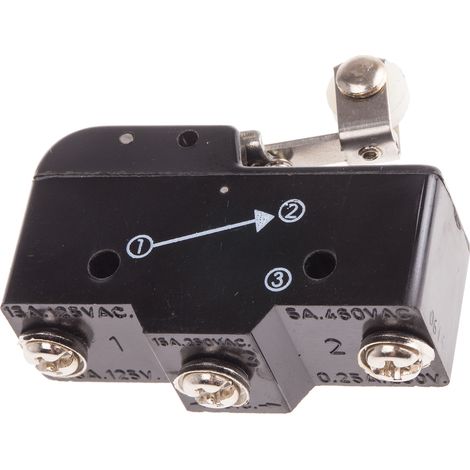 Microrupteur RS PRO Levier à galet, 1 RT, 15 A, Vis 250V c.a. ( Prix pour 1 )