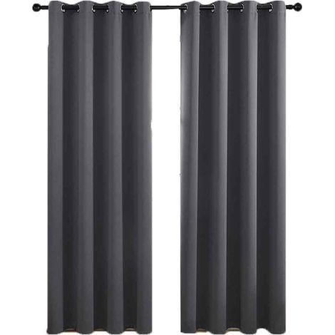 Tende oscuranti - Set di 2 tende termiche isolanti - 140 x 244 cm - Tende oscuranti con anelli metallici (Grigio) (1/5)