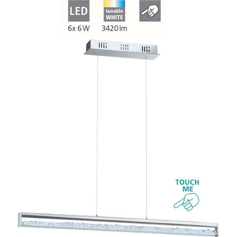 Lampadario A Sospensione Moderno Cardito 1 Alluminio Cromo Vetro 6 Luci Led 6W (1/5)