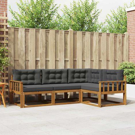 vidaXL Ensemble de canapés d'extérieur 4 pcs Naturel et Anthracite (1/5)