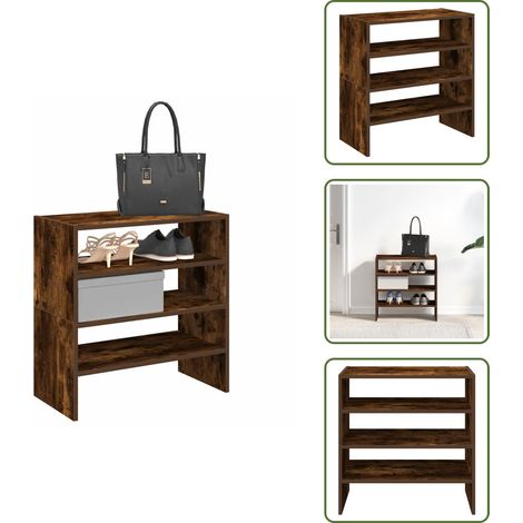 Étagères à chaussures 2 pcs empilable chêne fumé 60x30x30,5 cm - Étagère À Chaussures - Étagères À Chaussures - Meuble De Rangement À Chaussures - Rangement À Chaussures D'entrée (1/5)
