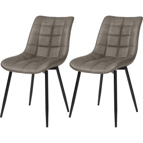 Lot de 2 Chaises de salle à manger WOLTU, Chaises de Cusine, Assise rembourrée en Similicuir, pieds en métal, Gris Foncé (1/5)