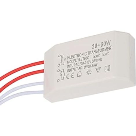 Transformateur électronique pour sonnette de porte 220 V vers AC 12 V Transformateur électronique 20-60 W de rechange Smart Power Driver Convient pour ampoule halogène G4(Spécialement conçu (1/5)