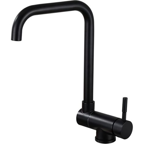 Ausziehbare Küchenarmatur, klappbare Küchenarmatur, 360° schwenkbarer Auslauf (schwarz) (1/5)