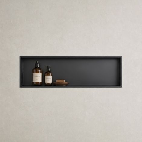 Mai & Mai Duschnische Bad Schwarz 30cm x 90cm x 8,3cm Wandnische befliesbar aus Edelstahl Duschregal einfache Montage MBK01 (1/5)