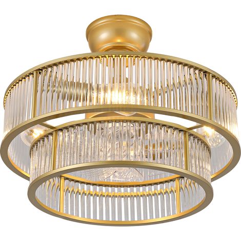 Ventilatore da soffitto a cristalli 19 pollici con telecomando e app, 6 velocità, ABS, dorato (1/5)