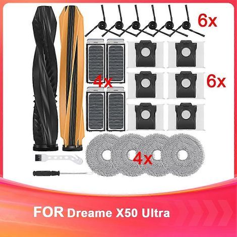 Filtre pour aspirateur brosse pour aspirateur Filtre de brosse pour aspirateur filtre de Accessoire Dreame X50 Ultra Complete Robot Aspirateur – Main Brosse – Filtres Serpillière Pads – Side Brosses – (1/5)