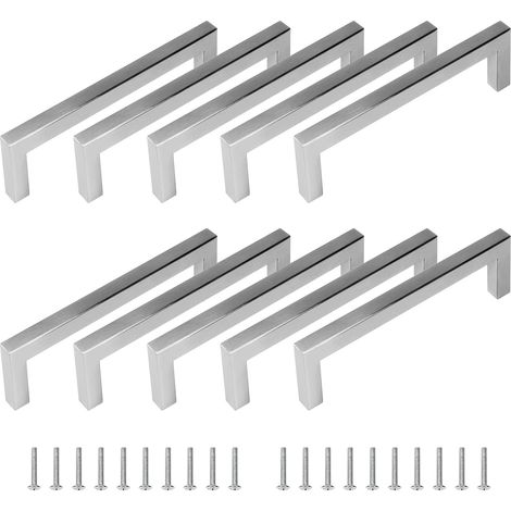 10 x 128 mm Trou de Perçage en Acier Inoxydable Argent Poignées de Meubles Poignée de Barre (Diamètre du tube: 12 x 12 mm)