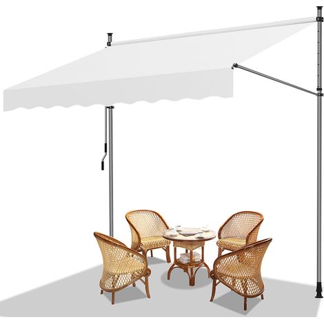 TolleTour Tenda da balcone bianco latte, 400x120 cm, regolabile, protezione UV, per esterni