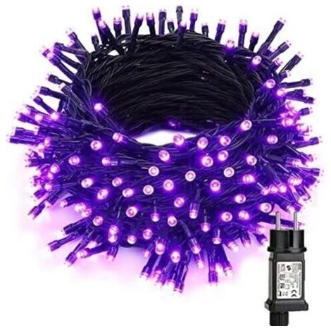 Pr Halloween Decoration Guirlandes Lumineuses Violet, 20M 200 LED Noël Guirlande Lumineuse Exterieur 8 Modes Imperméable Led Lumière pour Thanksgiving Horreur Chambre Arbre Mariage Fête Jardin [Classe (1/4)