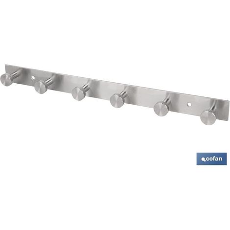 Porte-manteau mural en acier inoxydable 304 avec 6 boutons 33,51 x 2,7 x 2,8 cm