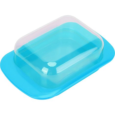 Beurrier rectangulaire large avec couvercle, couteau, petit plateau à fromage portable pour la cuisine, bleu (1/5)