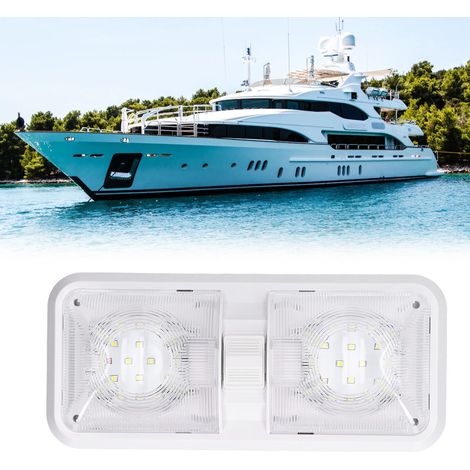Plafonnier LED double dôme DC12V pour yacht, éclairage intérieur, 600 lumens, avec interrupteur à trois positions, lumière blanc chaud 6500K (1/5)