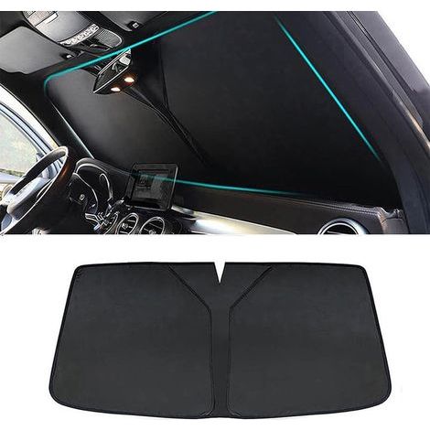 Parasole per parabrezza, pieghevole, protezione UV per MG ZS Hybrid+ Luxury (2024), nero, poliestere, auto, funzionale (1/5)