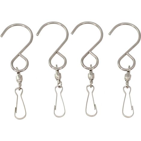 Crochet Pivotant - Acier Inoxydable - Pour Mobiles Éoliennes, Cristaux Tournants, Suspension de Plantes et Accessoires Extérieurs - 9 cm - Charge Max 5 kg - Lot de 2 (1/5)