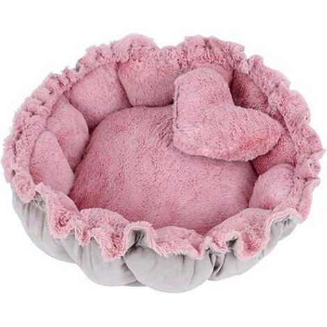 Lit pour chien et tapis pour petits chiens et chats rose rond PTW05 (M) (1/5)
