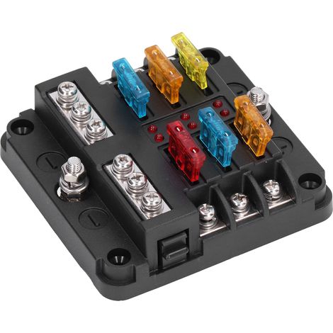 Sicherungsblock-Flachsicherungskastenhalter, 6-fach, wasserdicht, mit LED-Anzeige für Fahrzeug/Boot (1/5)