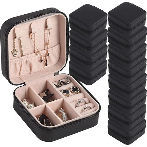 Coffret de rangement portable, coffret cadeau demoiselle d'honneur, mini boîte à bijoux, coffret de rangement en cuir PU, ensemble de 12 pièces, noir