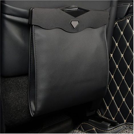 Suspendre poubelle voiture interieur, Poubelle de voiture avec ouverture magnétique à accès rapide, Cuir PU imperméable, accessoire voiture pour siège arrière de voiture (Noir(L),de DEBUNS (1/5)