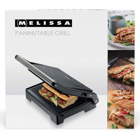 MELISSA Panini-Grill und Kontaktgrill mit Antihaftbeschichtung und Überhitzungsschutz 1000W Schwarz