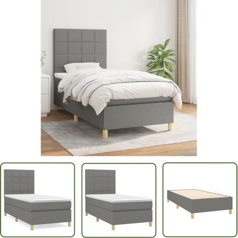 The Living Store Boxspringbett mit Matratze Dunkelgrau 90x190 cm Stoff - Boxspringbett - Doppelbett - Bettenrahmen - Schlafsofa - Lattenrost (1/5)