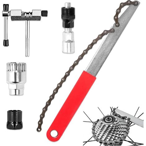 Outil de Démontage de Pignon 5 en 1, Demonte Cassette, Roue Libre Chaîne Fouet, Extracteur de Roue de Chaîne, Fouet À Chaîne pour Vélo, Roue Libre de Vélo pour Extracteur de Manivelle de Vélo (1/4)
