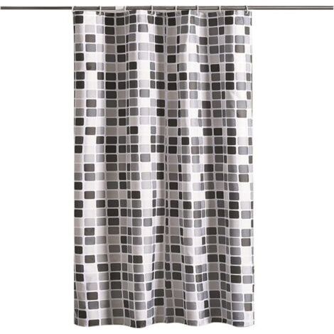 Rideau Douche, Noir et Blanc Rideau Douche, Mosaïque Rideau Douche, 8 Crochets, pour Salles de Bains, Toilettes (120 x180 cm, Mosaïque) (1/5)