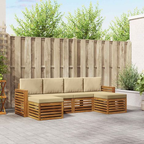 vidaXL Sofagarnituren 6 pcs Natur und Beige Massivholz Akazie (1/5)