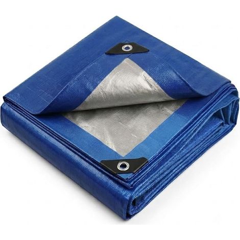 Bâche Réversible Bleu-Argenté 2x3 m - 100 g/m² - Imperméable Anti-UV avec Œillets Renforcés - Protection Extérieur pour Jardin, Camping et Mobilier (1/5)