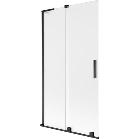 Mexen Velar L mampara de bañera de 2 hojas correderas 100 x 150 cm, escarchado, negro - 896-100-003-31-70 (1/5)