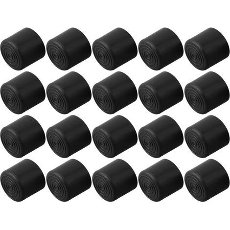 Set di 20 puntali in gomma per gambe di sedie, per piedi di tavolo e pavimento, previene i graffi, materiale PVC nero (22 mm) (1/4)