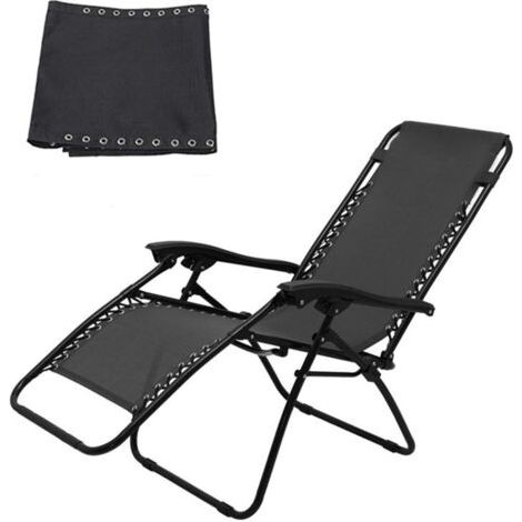 SABIR Toile inclinable universelle en tissu noir 160 x 43 cm – Housse résistante aux UV et à la moisissure – Compatible fauteuils inclinables