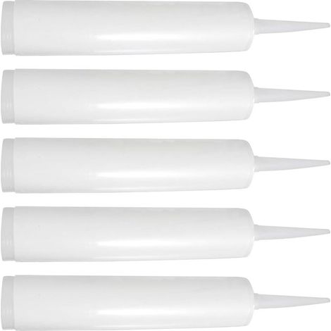 Leere Kartusche – Robustes, undurchsichtiges weißes Kunststoff – Kompatibel mit Standard-Kolben und Kartuschenpistolen – Zum Abdichten von Rissen mit Epoxid-Latex – 5 Stück (1/5)