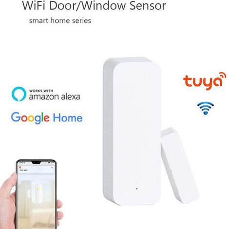 Tuya WIFI Tür- und Fenstersensor, magnetische Tür, Smart Home, Fernbedienung, Diebstahlschutz, Tür- und Fensteralarm zur Epidemieprävention und Isolation (weiß), 1 Stück (1/5)