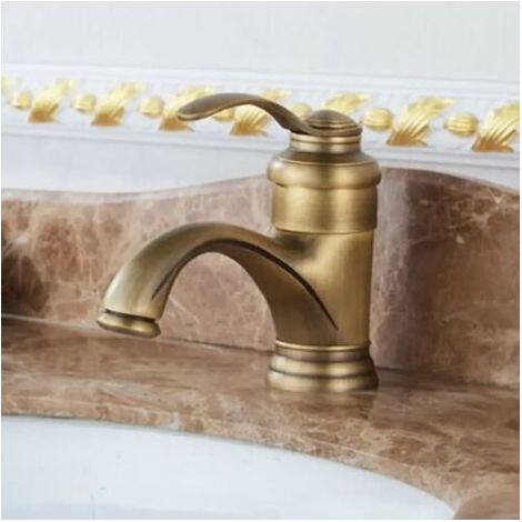 Robinet de Lavabo de Salle de Bain, Robinet de Lavabo, Mitigeur à Levier Unique, Style Antique (1/5)