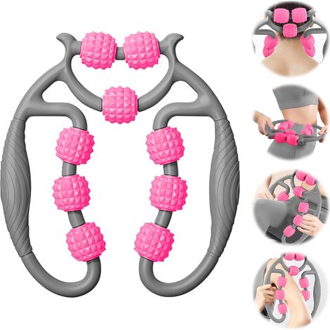 Rouleau de Massage Musculaire des Jambes, Rouleau de Massage Anti-Cellulite 360 °, Rouleaus de Massages des Jambes, Rouleaus de Massages 360, Soulage la Fatigue (Gris+Rose) (1/5)