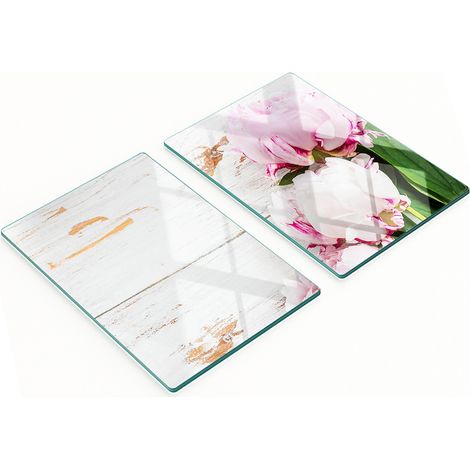 Tableros decorativos multifuncionales de vidrio con estampado de peon铆as, 2x40x52 cm.