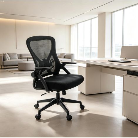 Silla de oficina ergonómica ajustable en altura, giratoria 360°, con reposabrazos abatibles HAVRYA (1/5)