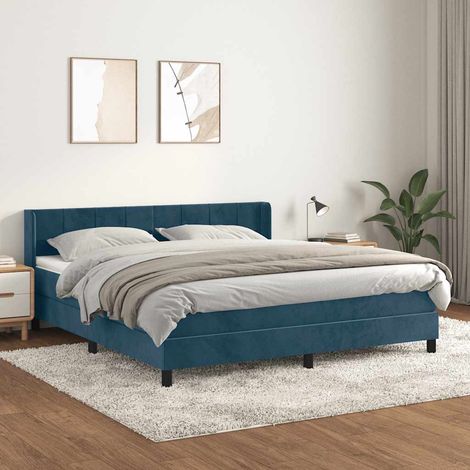Boxspringbett mit Matratze Dunkelblau 160x200 cm Samt