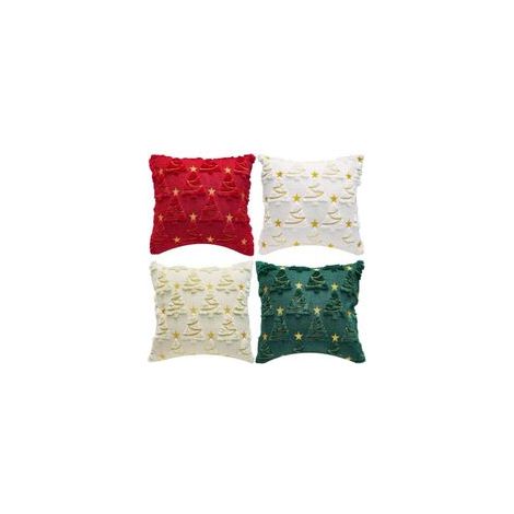 Lot de 4 Taies d'oreiller de Noël Housses de Coussin de canapé Vert de Noël 45x45 cm Décoration Festive pour Salon, Chambre, Ferme, Salon, canapé, Fauteuil et Pendaison de crémaillère.