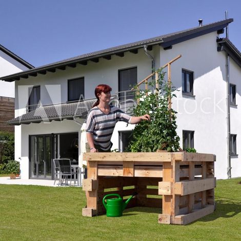 Palettenhochbeet offen mit EPDM Folie, 135x135x80 cm